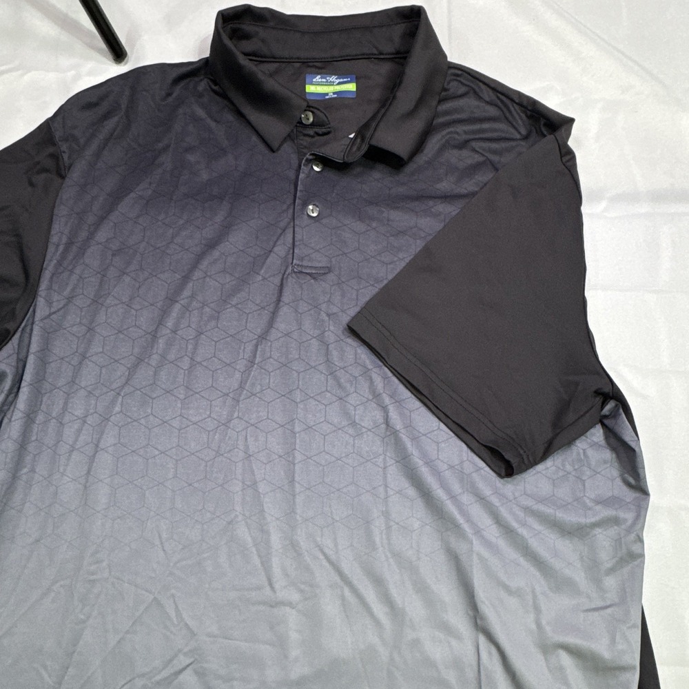 Ben Hogan Performance Golf Polo Shirt Men's 2XL Black Gray Ombre Hex Pattern